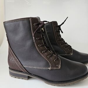 Sporto New Womens Laceup Boots Dark Brown Body Textured Accent Warm Size 6